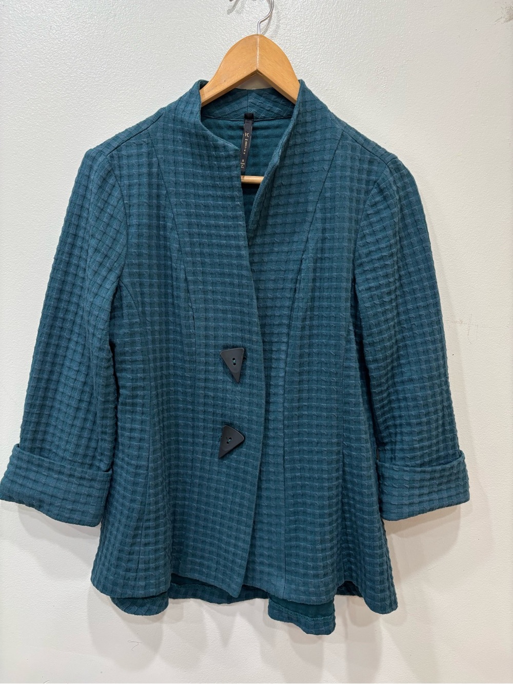IC by Connie K Textured Waffle Swing Teal Jacket Women’s Size Small